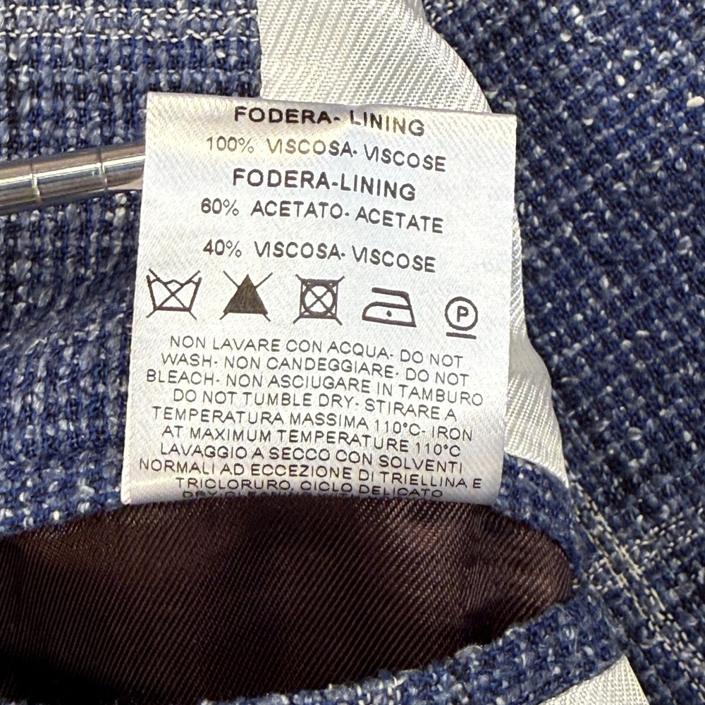 Paul Taylor Italy Blue Windowpane Silk Virgin Wool Sport Coat Blazer Mens 46 IT - Picture 7 of 13